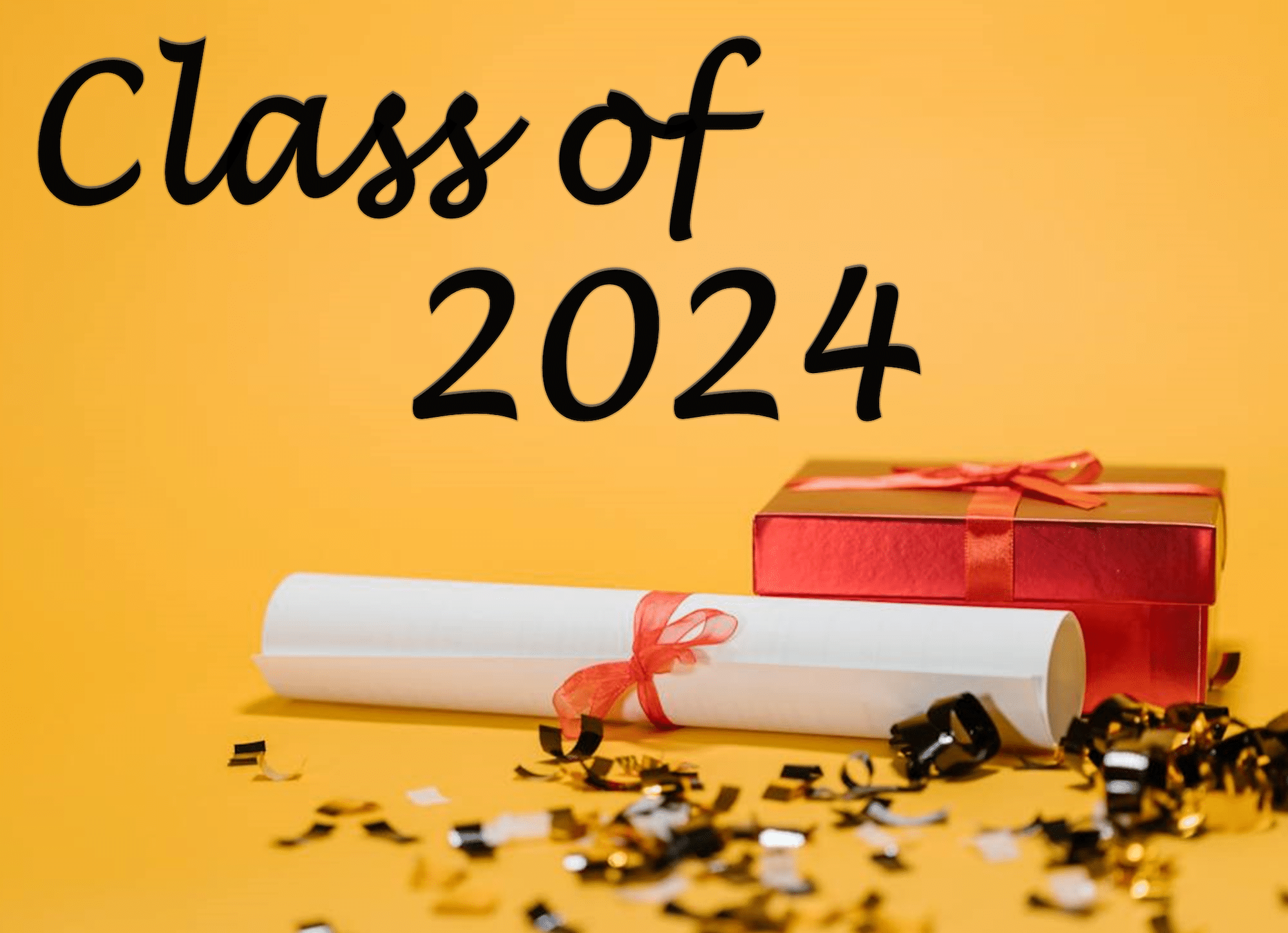 Class of 2024, diploma, and gift