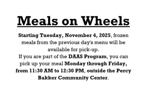 Meals on Wheels Changes for November
